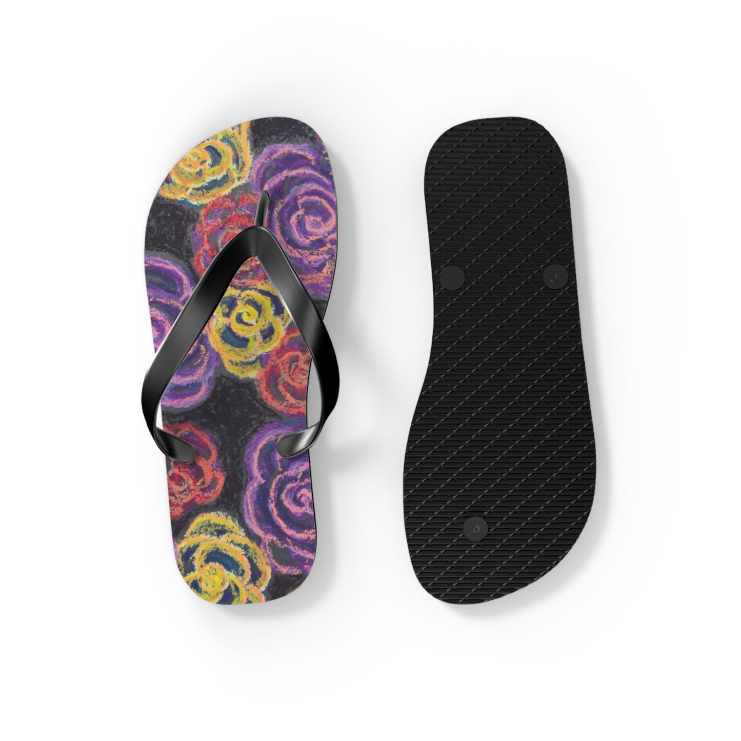Art Flip Flops - Midnight Roses