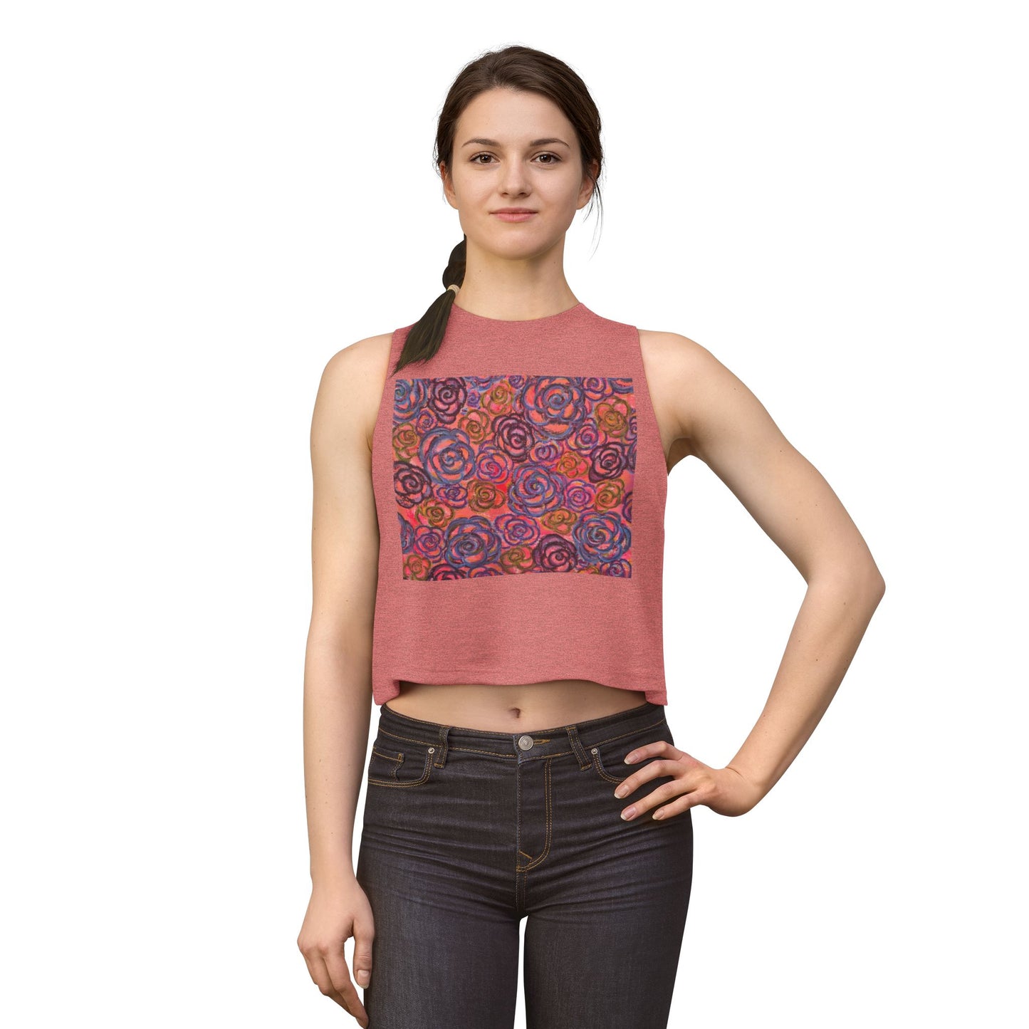 Art Women's Crop Top - Electric Pink Roses