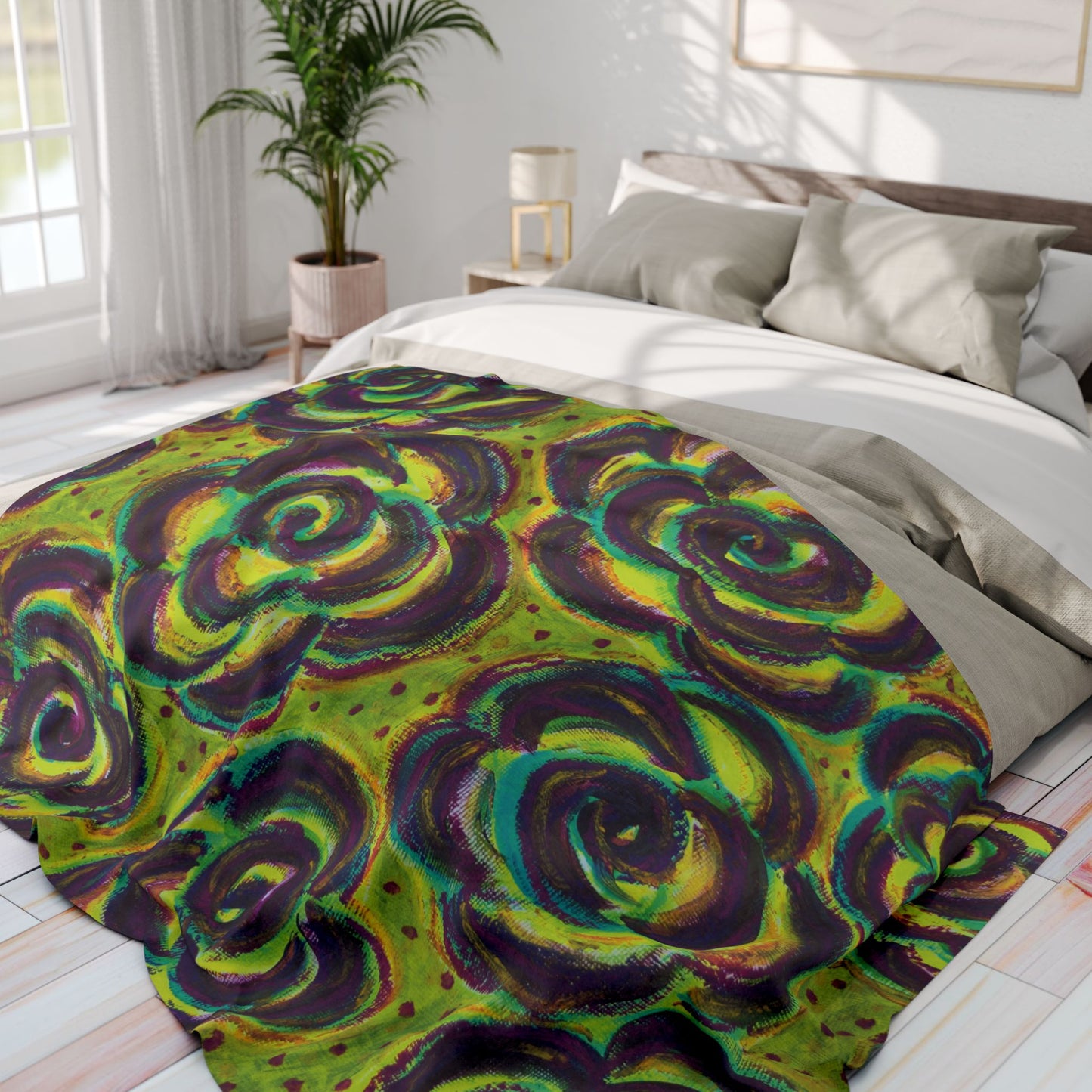 Art Fleece Blanket - Peridot Roses