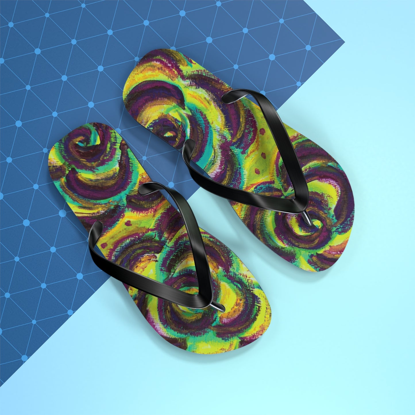 Art Flip Flops - Peridot Roses