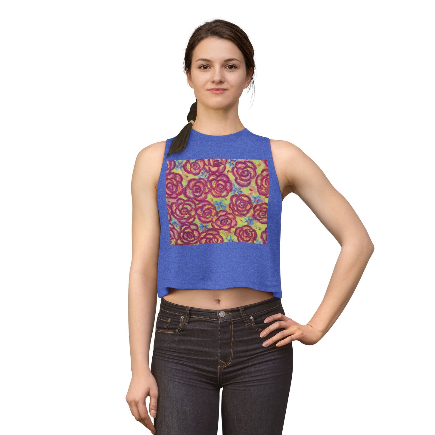 Art Women's Crop Top - Magenta Roses
