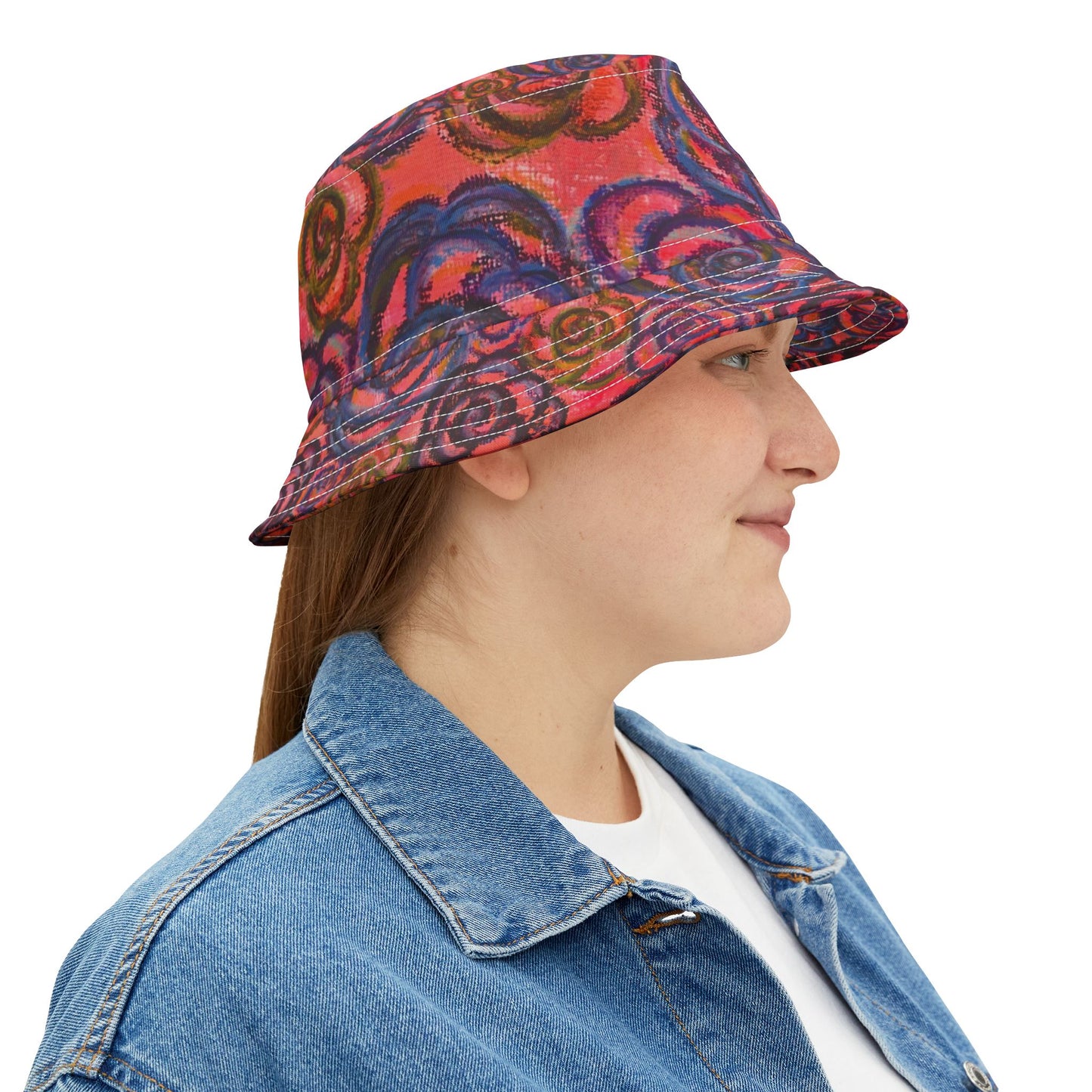 Art Bucket Hat - Electric Pink Roses