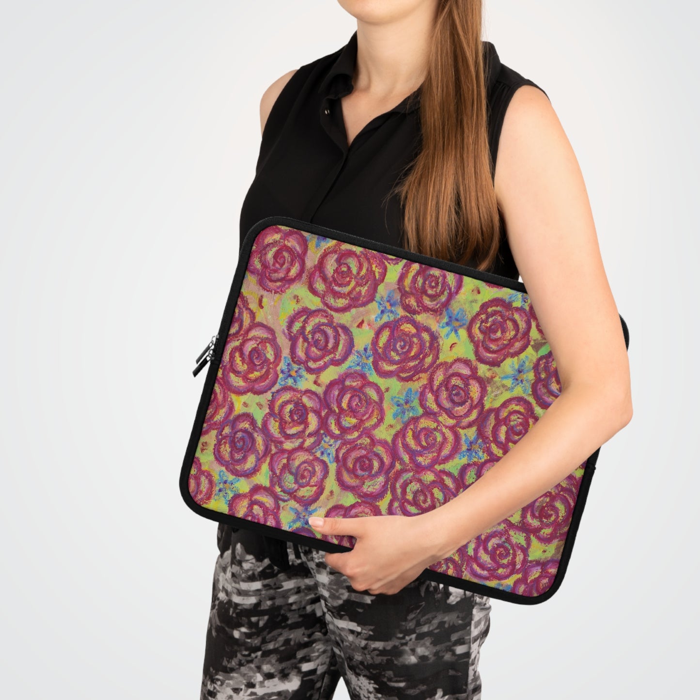 Art Laptop/Tablet Sleeve - Magenta Roses