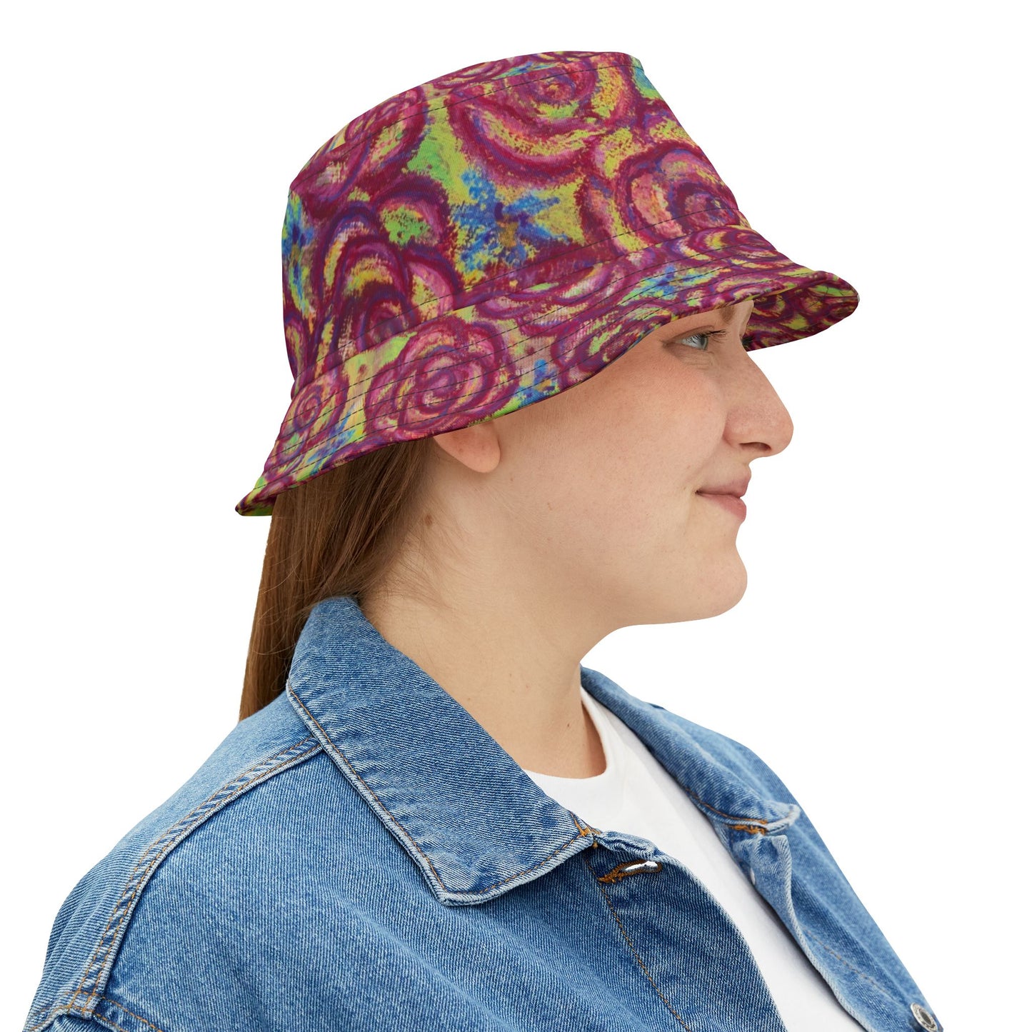Art Bucket Hat - Magenta Roses