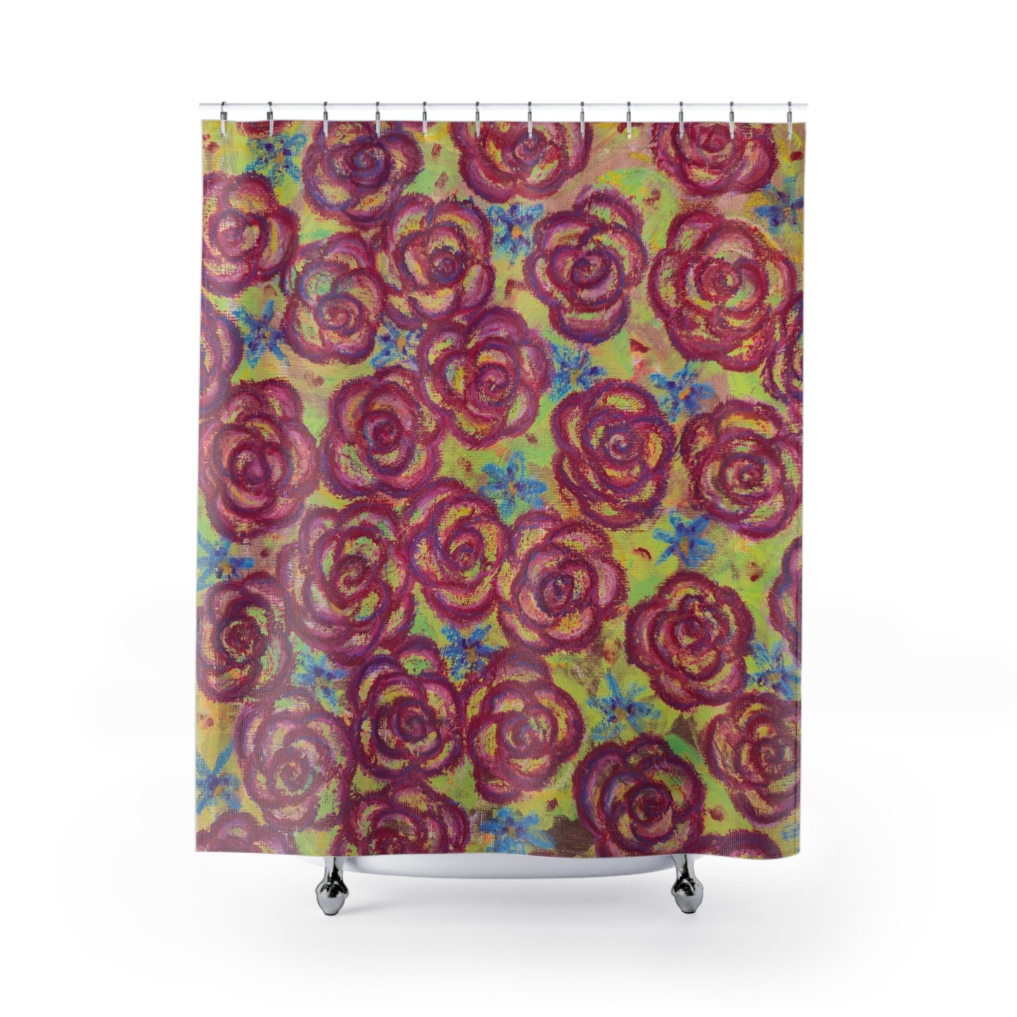 Art Shower Curtain - Magenta Roses
