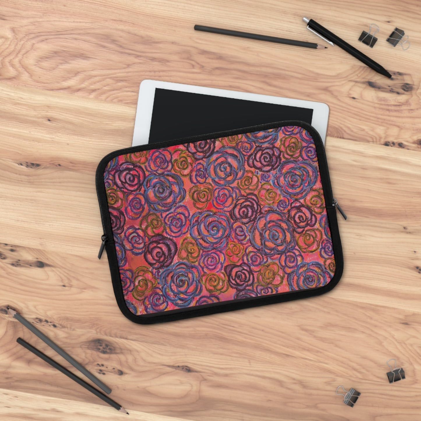 Art Laptop/Tablet Sleeve - Electric Pink Roses