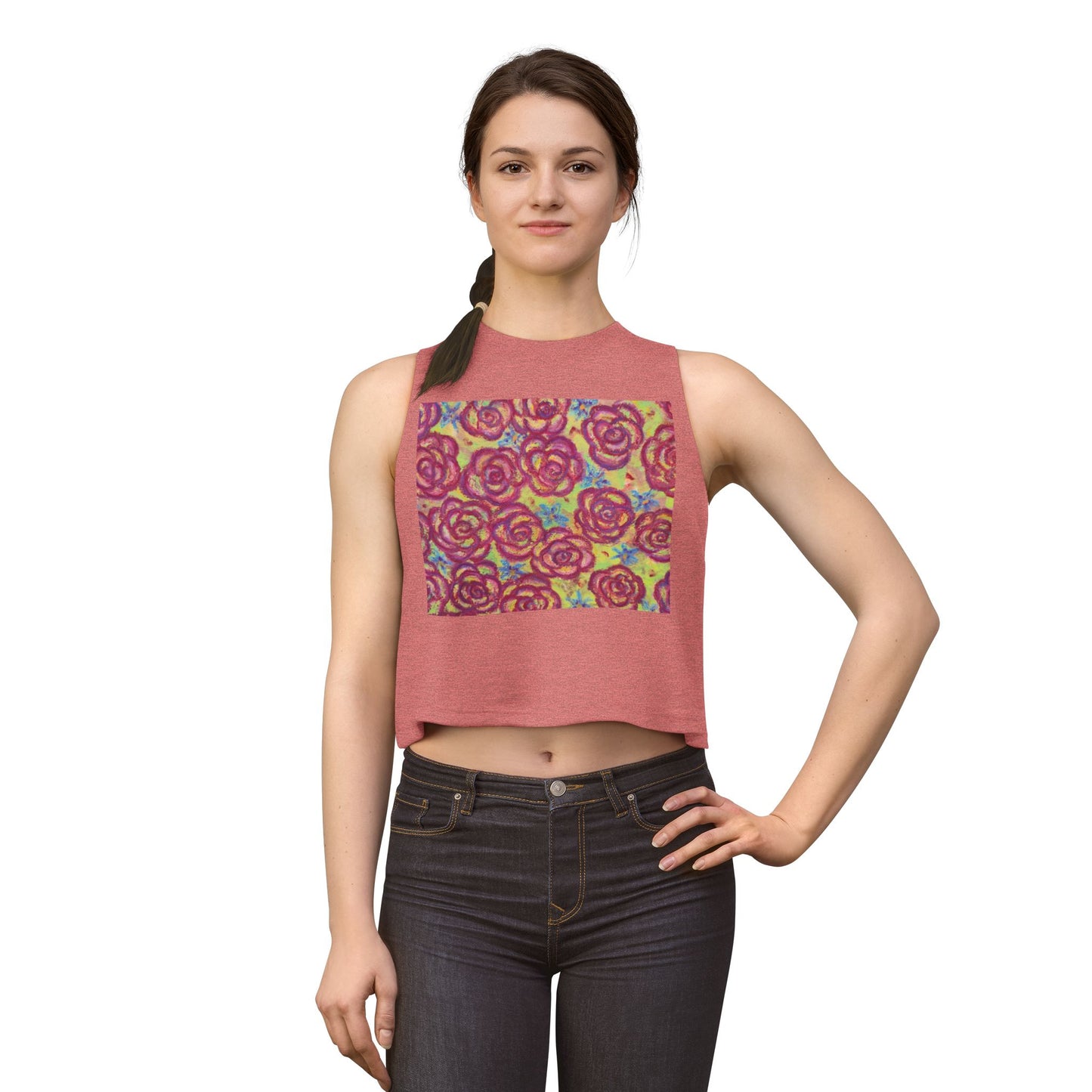 Art Women's Crop Top - Magenta Roses