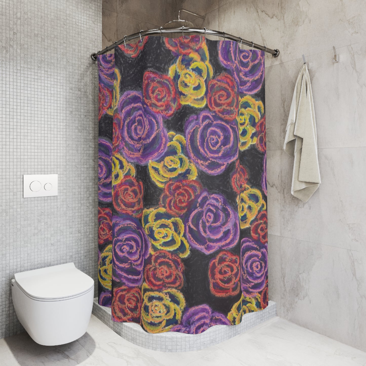Art Shower Curtain - Midnight Roses