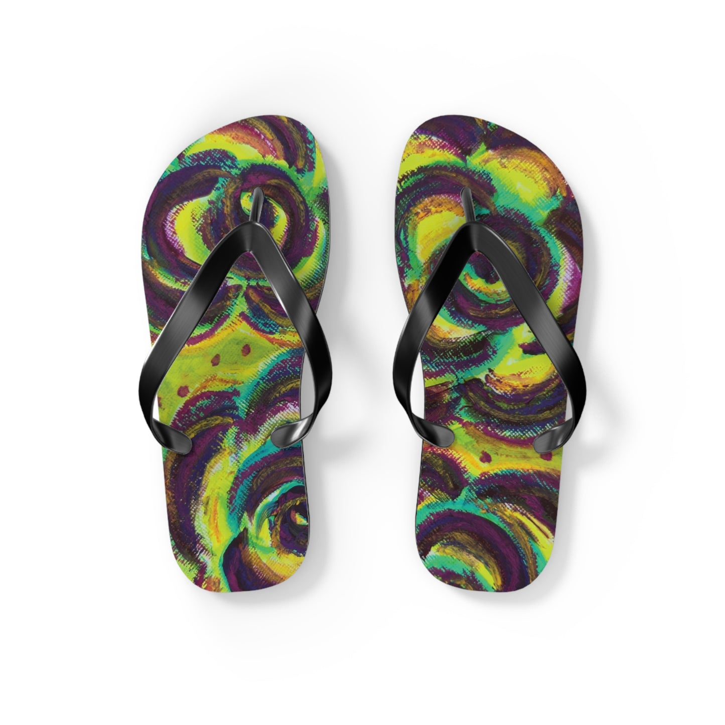 Art Flip Flops - Peridot Roses