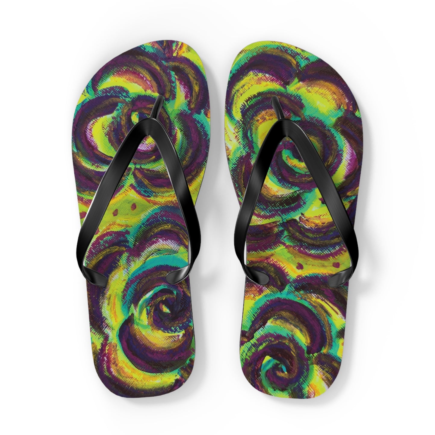 Art Flip Flops - Peridot Roses