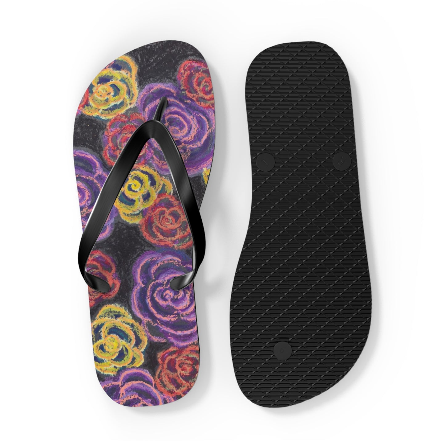 Art Flip Flops - Midnight Roses