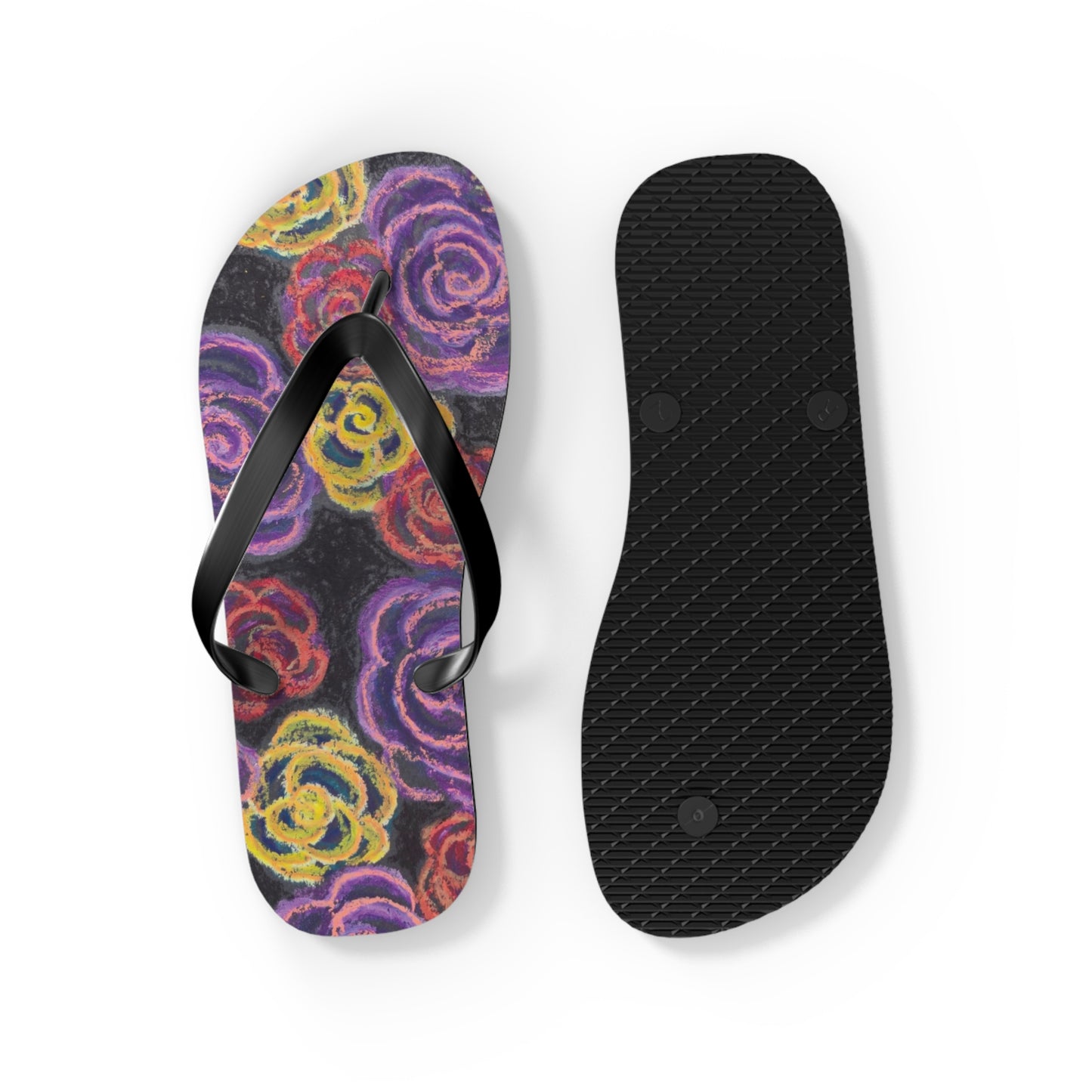 Art Flip Flops - Midnight Roses