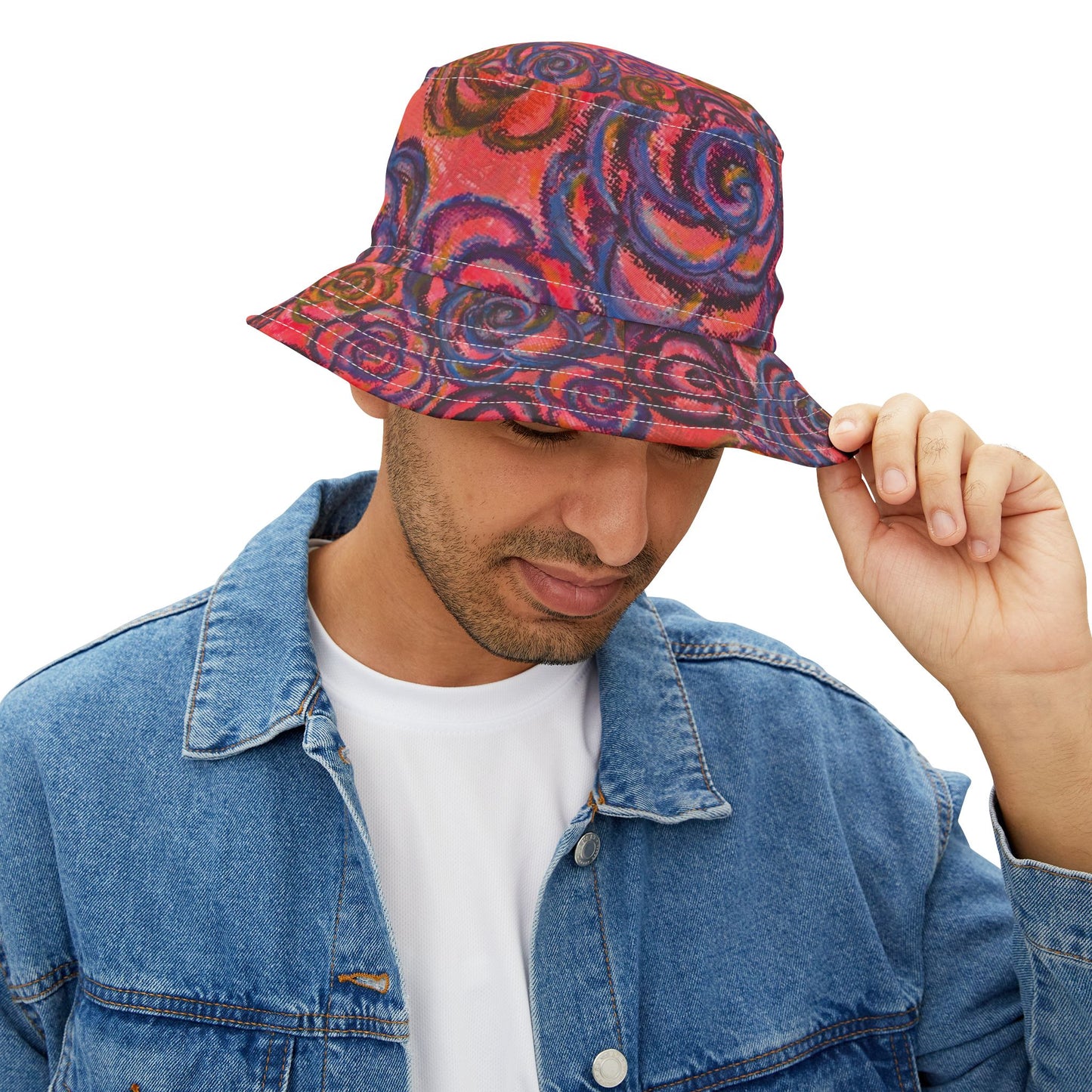 Art Bucket Hat - Electric Pink Roses