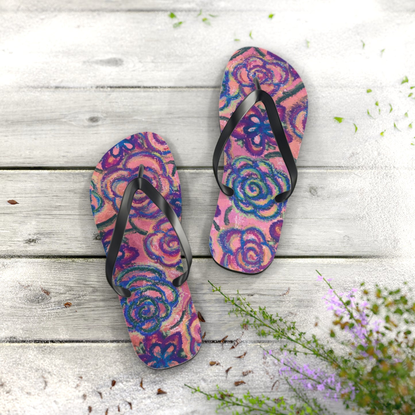 Art Flip Flops - Mystical Roses