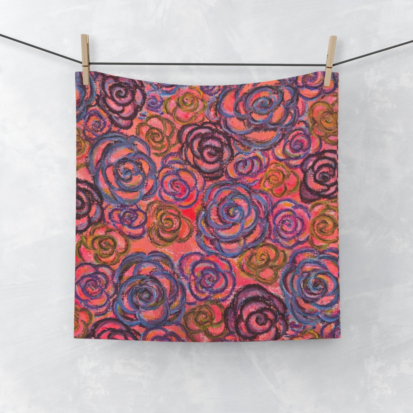 Art Face Towel - Electric Pink Roses