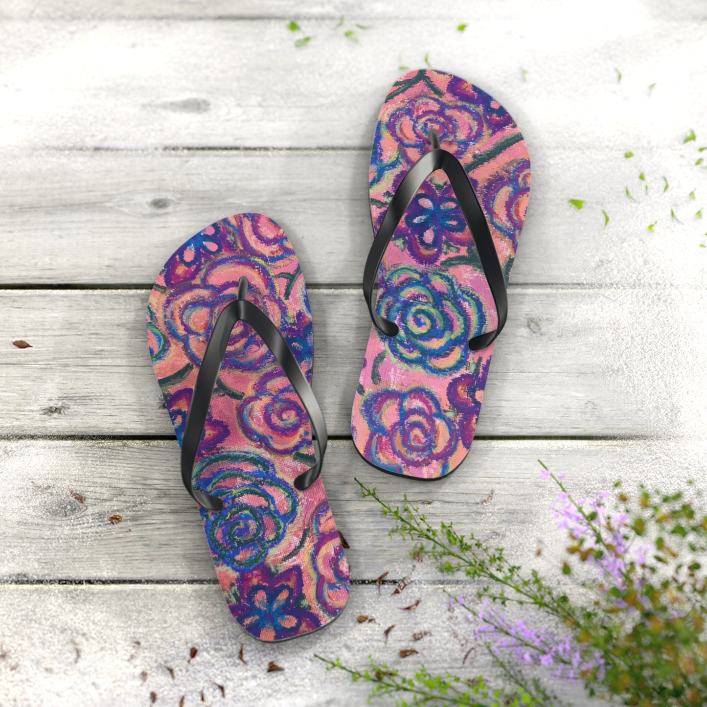 Art Flip Flops - Mystical Roses
