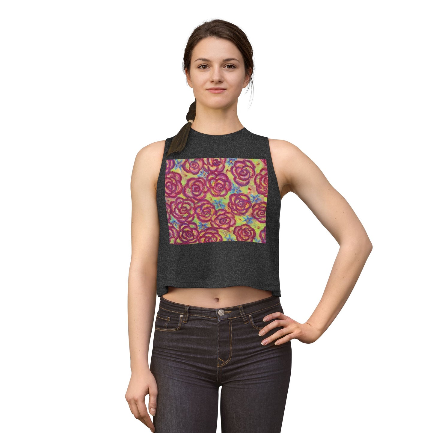 Art Women's Crop Top - Magenta Roses
