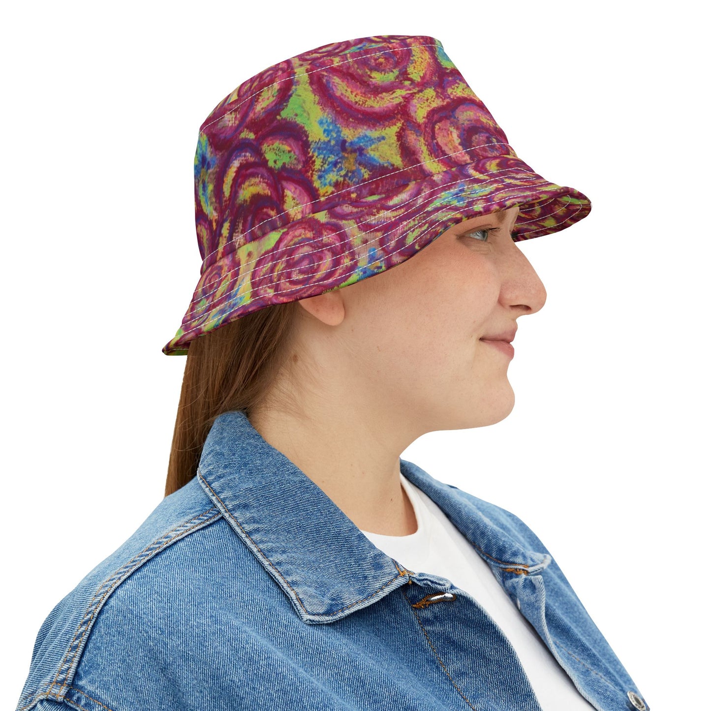 Art Bucket Hat - Magenta Roses