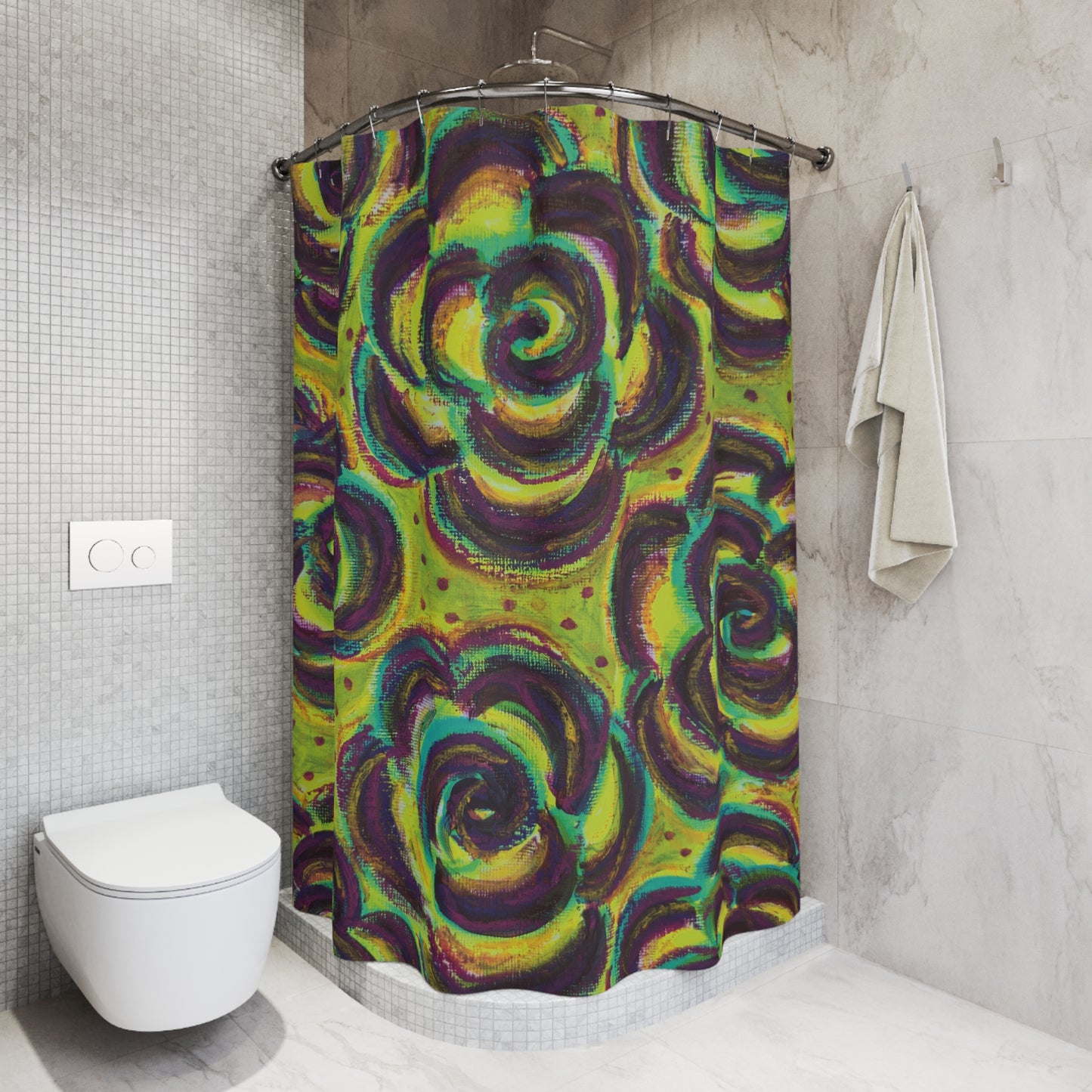 Art Shower Curtain - Peridot Roses