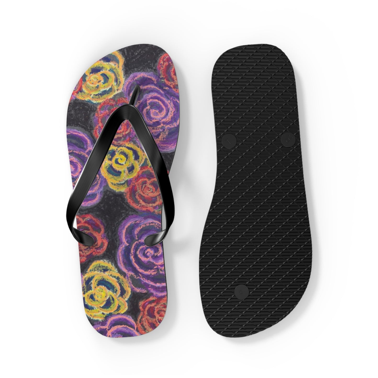 Art Flip Flops - Midnight Roses