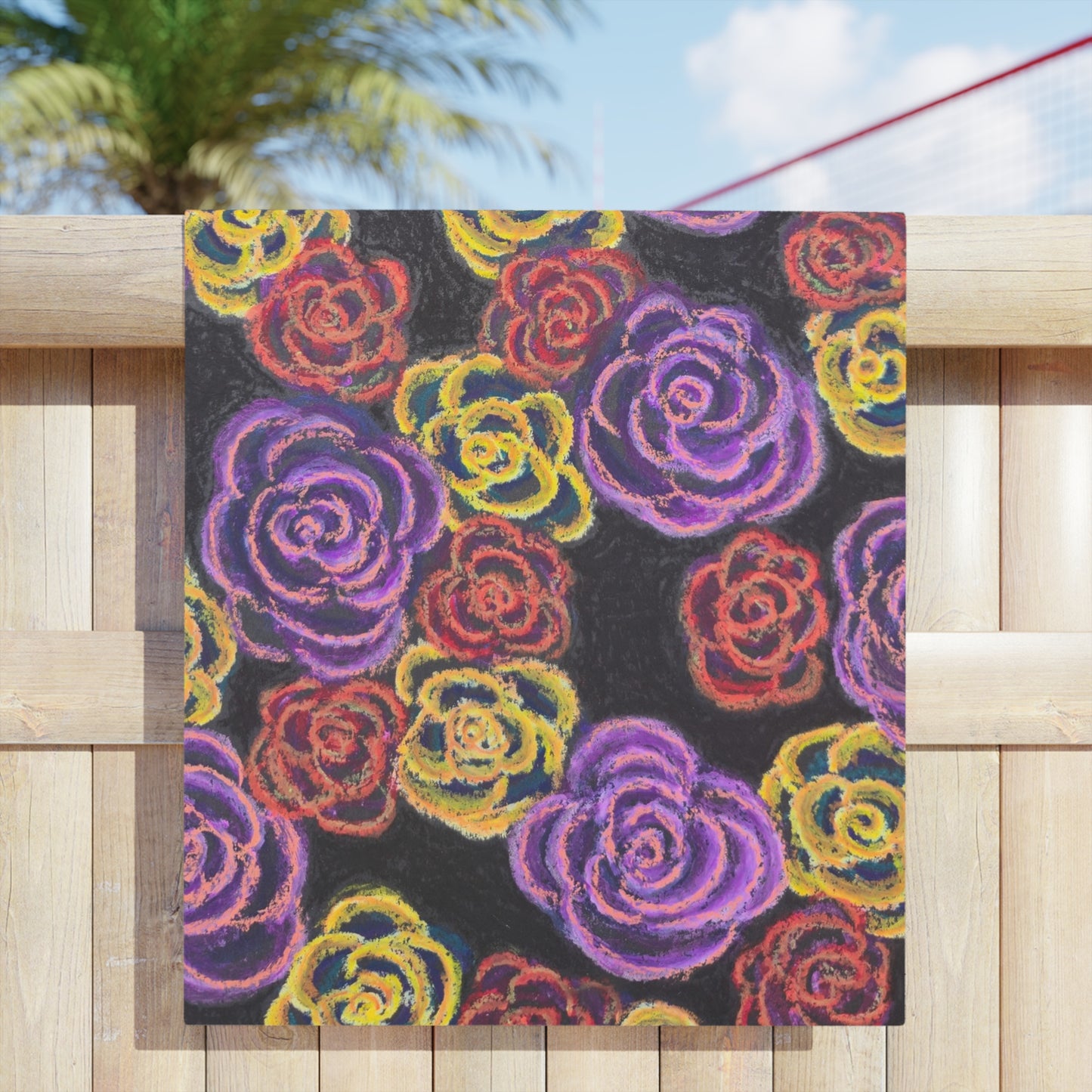 Art Beach Towel - Midnight Roses