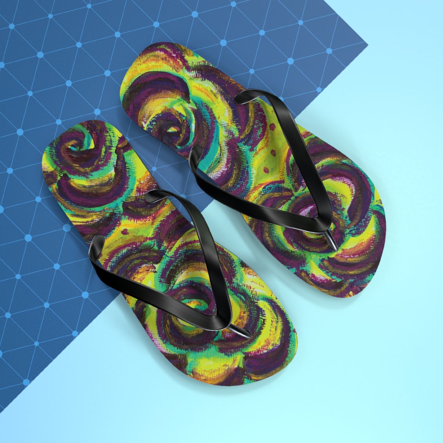 Art Flip Flops - Peridot Roses