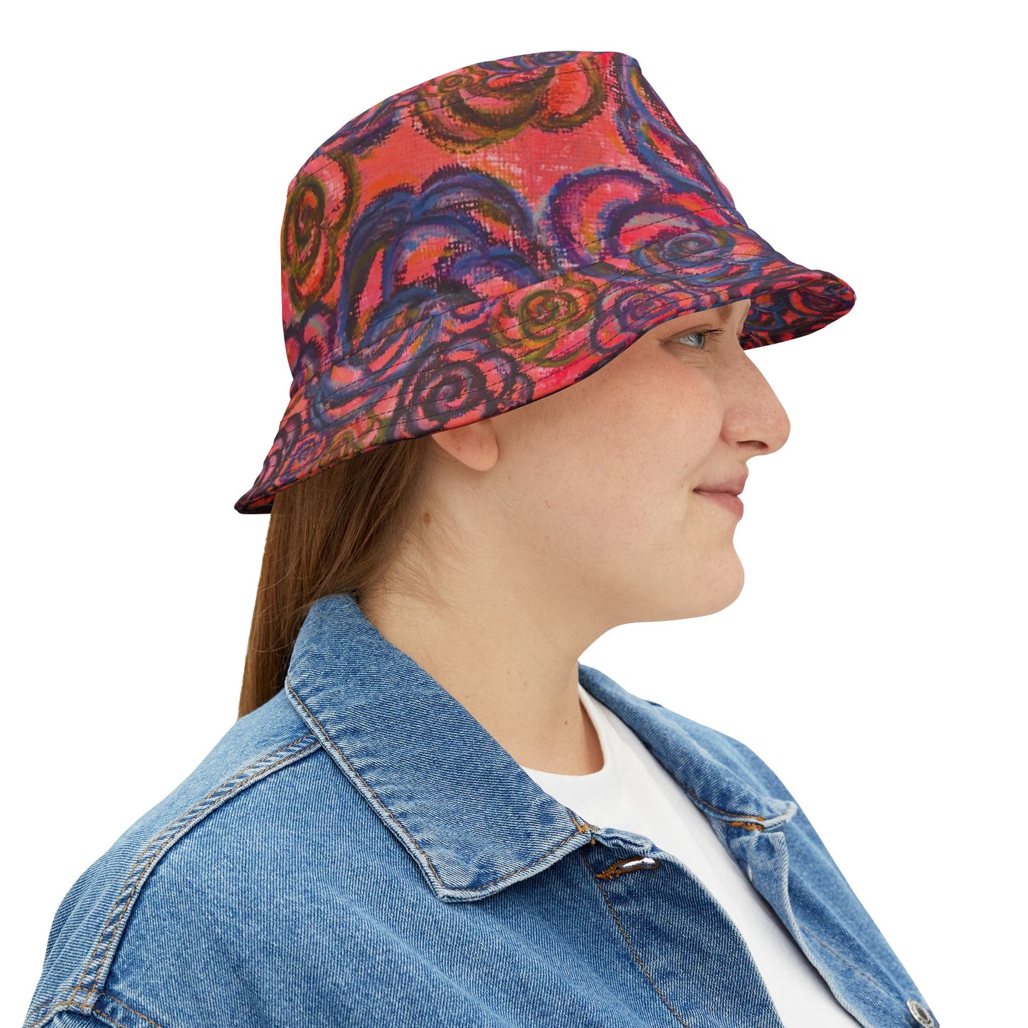 Art Bucket Hat - Electric Pink Roses