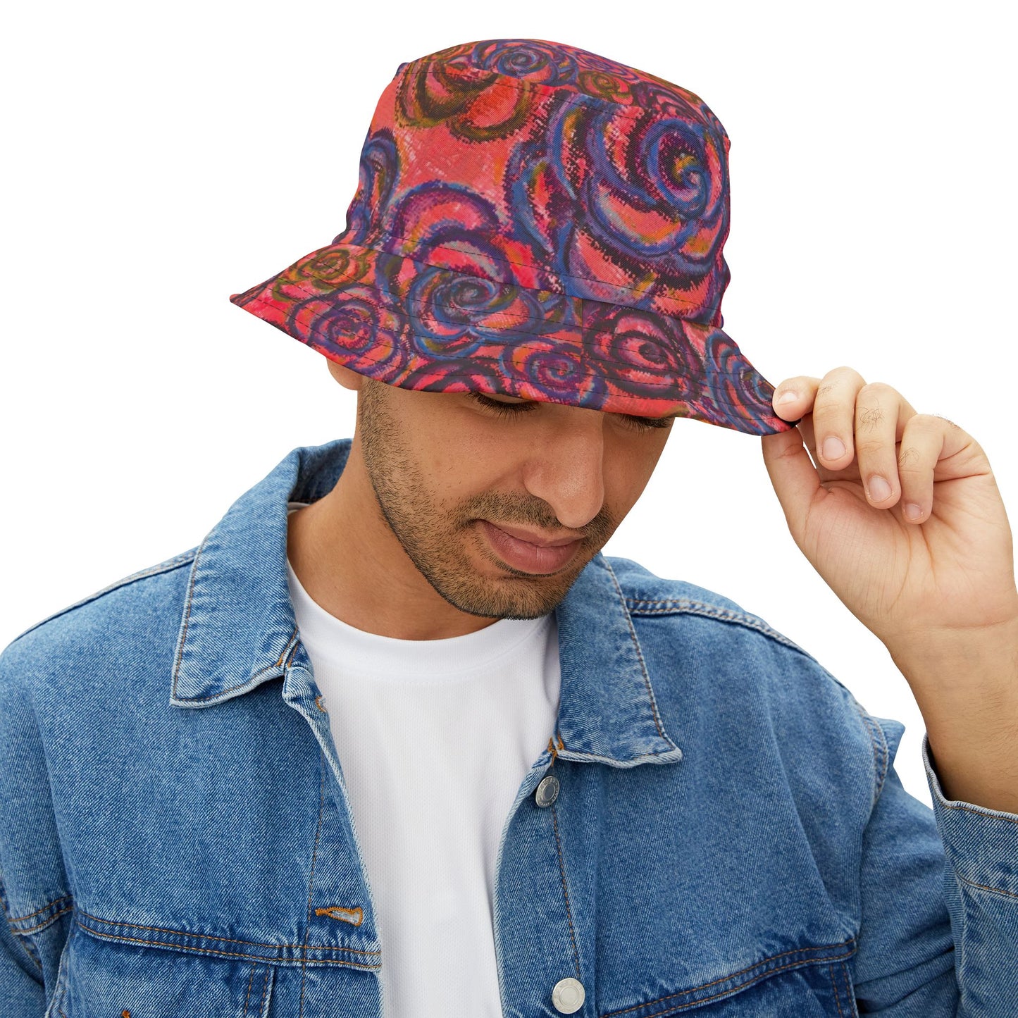 Art Bucket Hat - Electric Pink Roses