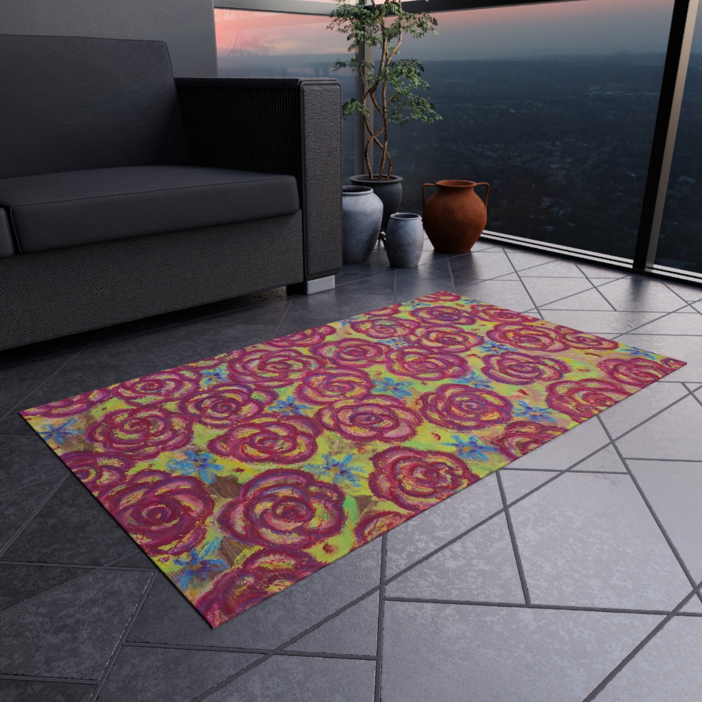Art Rug - Magenta Roses