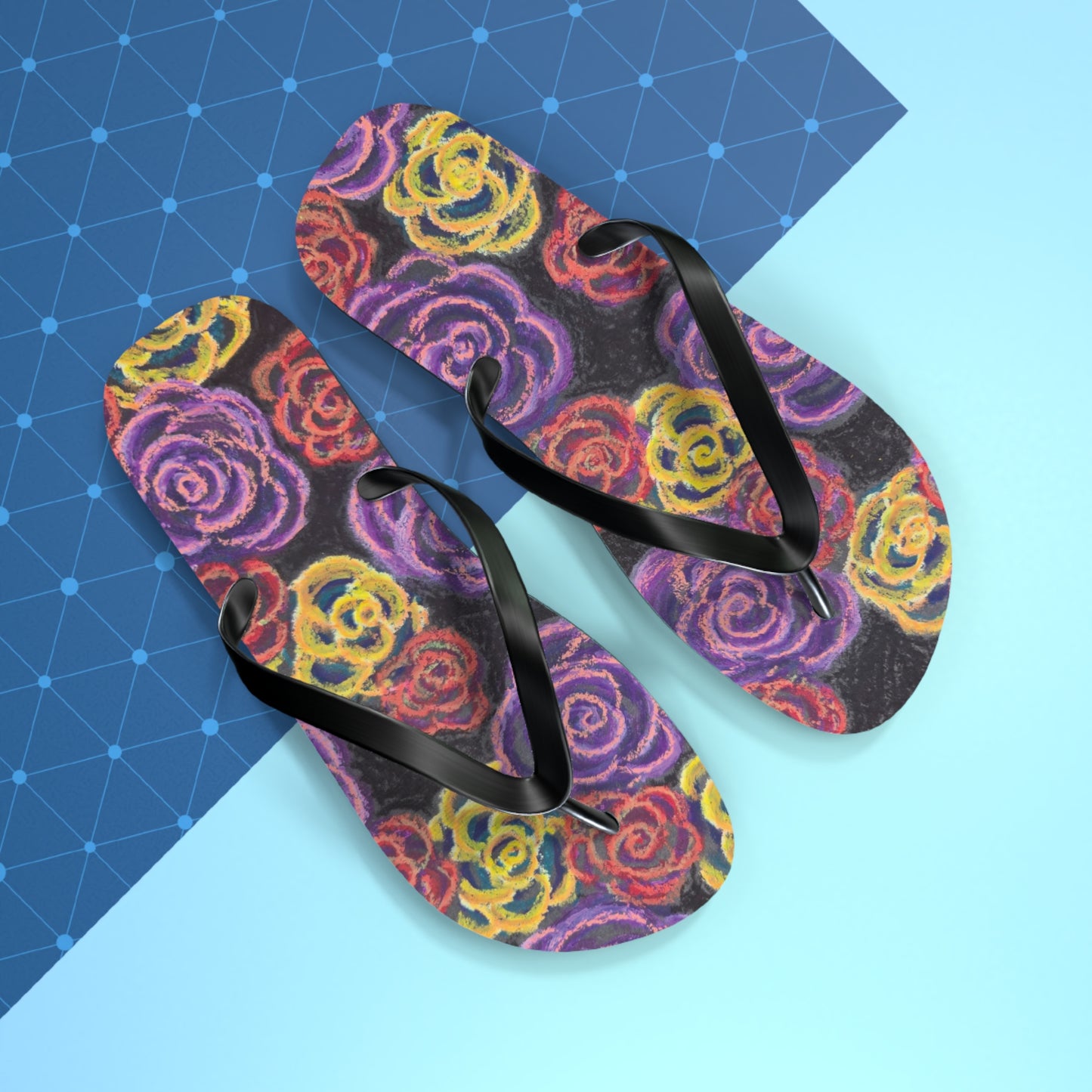 Art Flip Flops - Midnight Roses