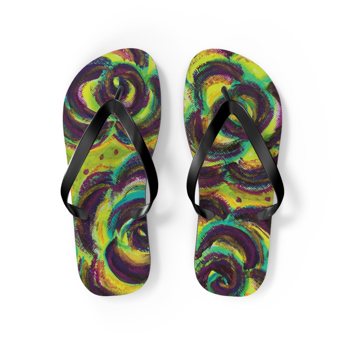 Art Flip Flops - Peridot Roses
