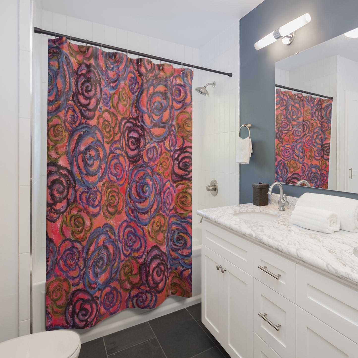 Art Shower Curtain - Electric Pink Roses