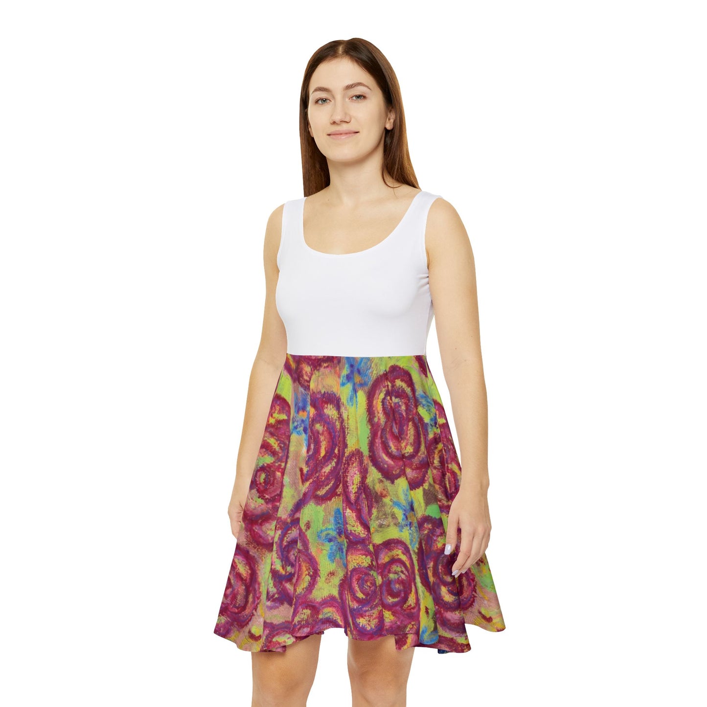Art Skater Dress - Magenta Roses