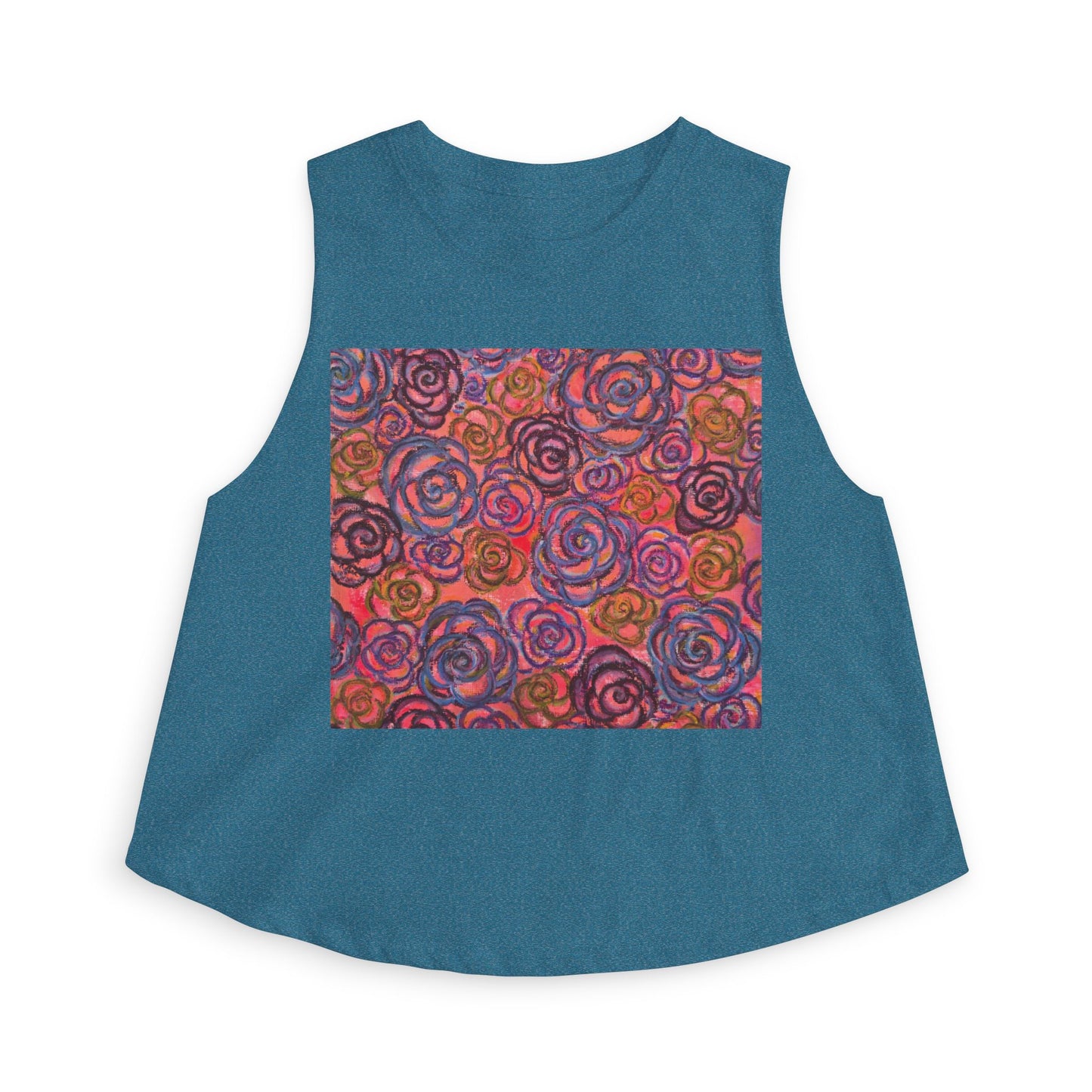 Art Women's Crop Top - Electric Pink Roses