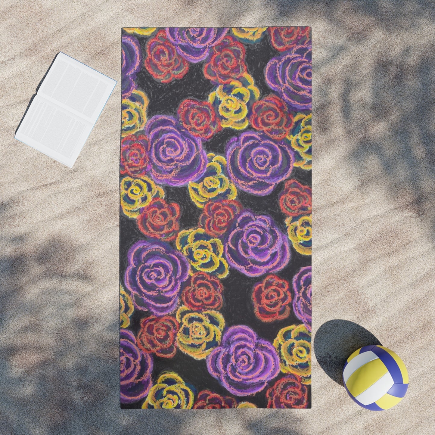 Art Beach Towel - Midnight Roses