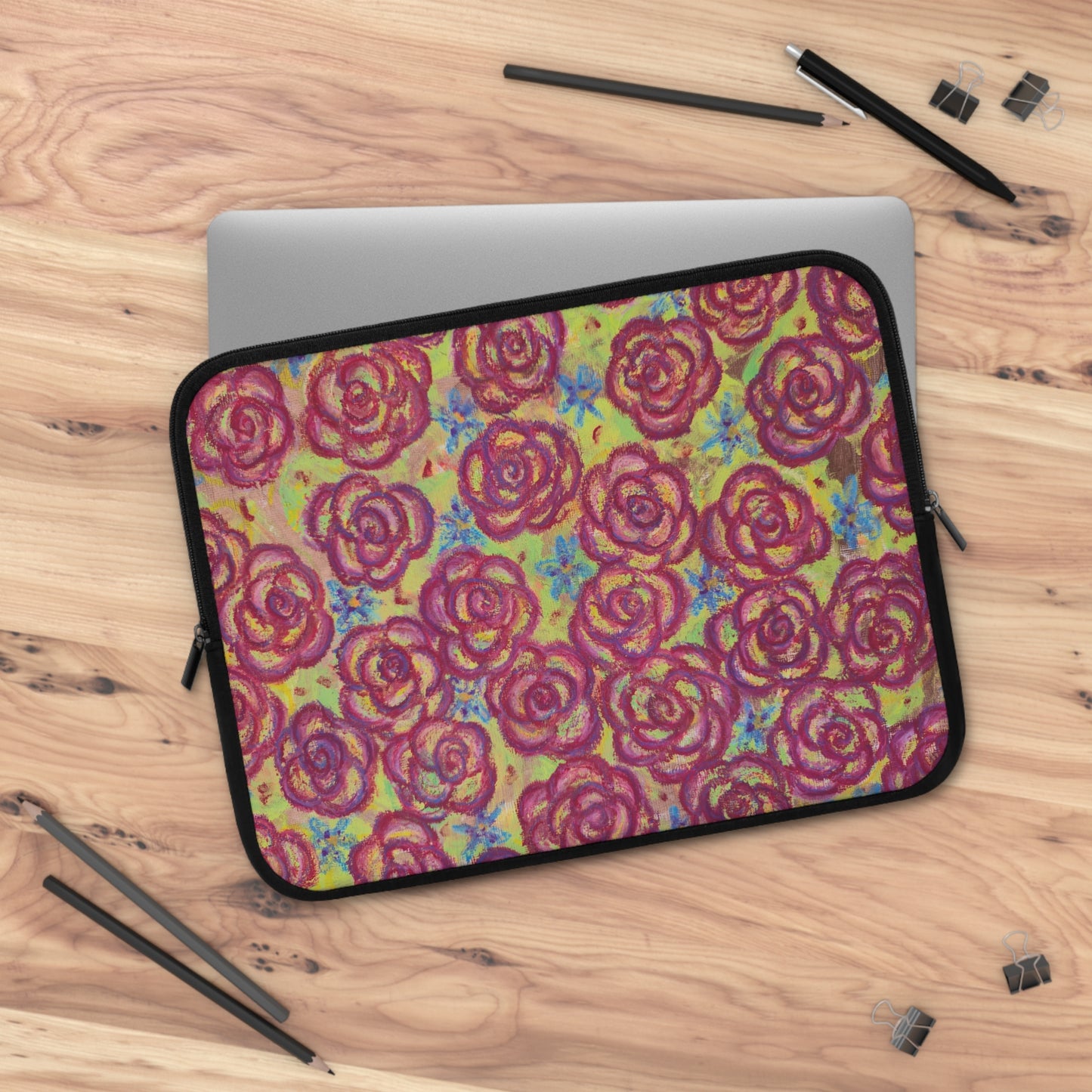 Art Laptop/Tablet Sleeve - Magenta Roses