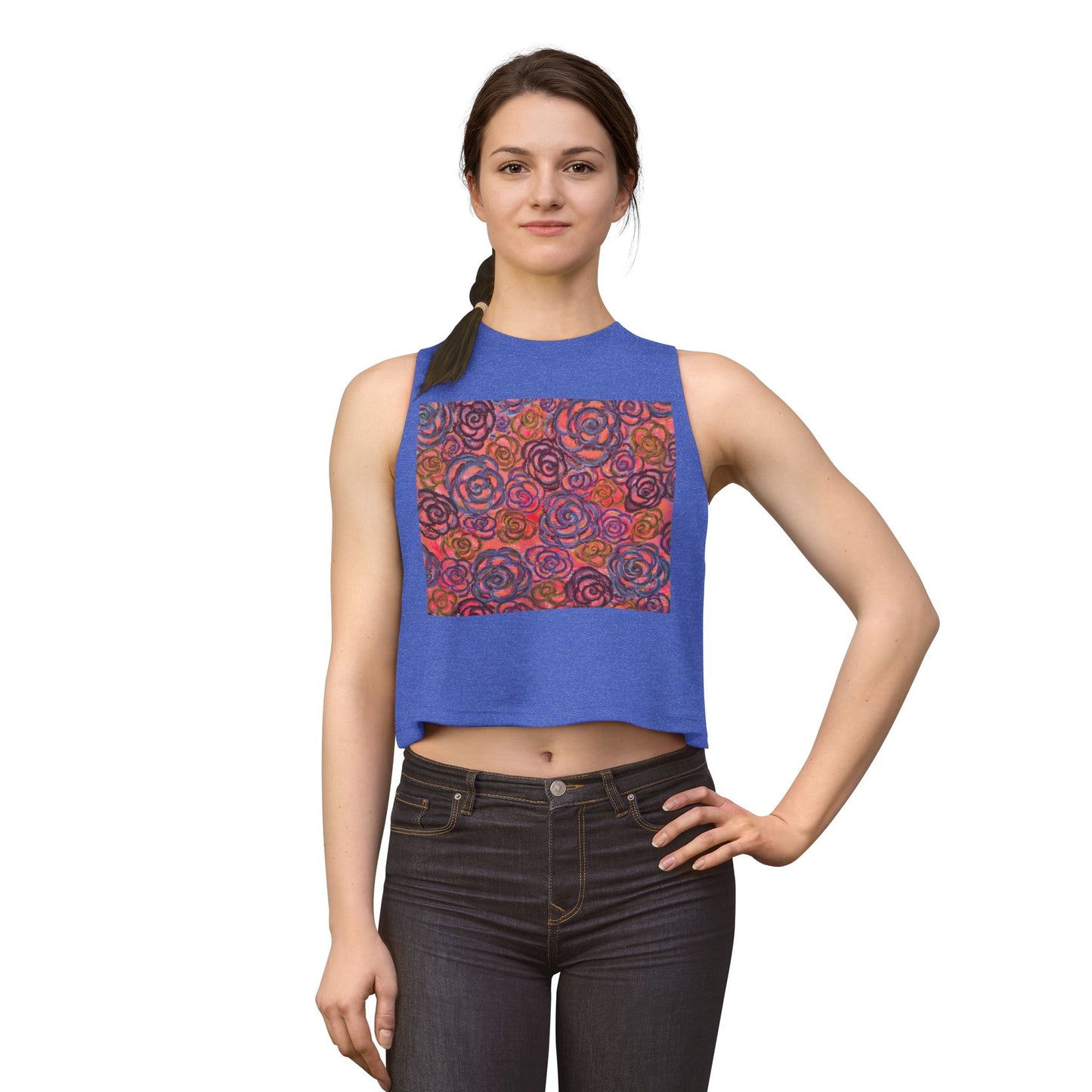 Art Women's Crop Top - Electric Pink Roses