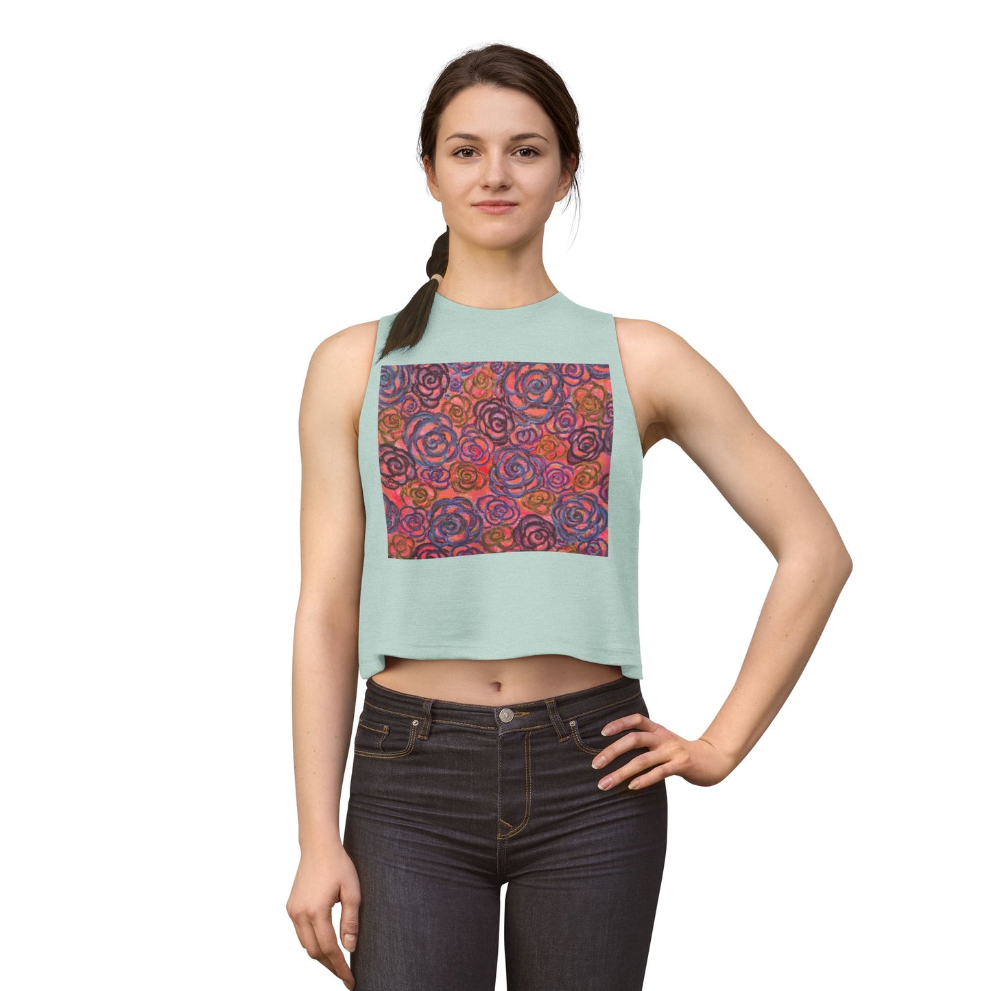 Art Women's Crop Top - Electric Pink Roses