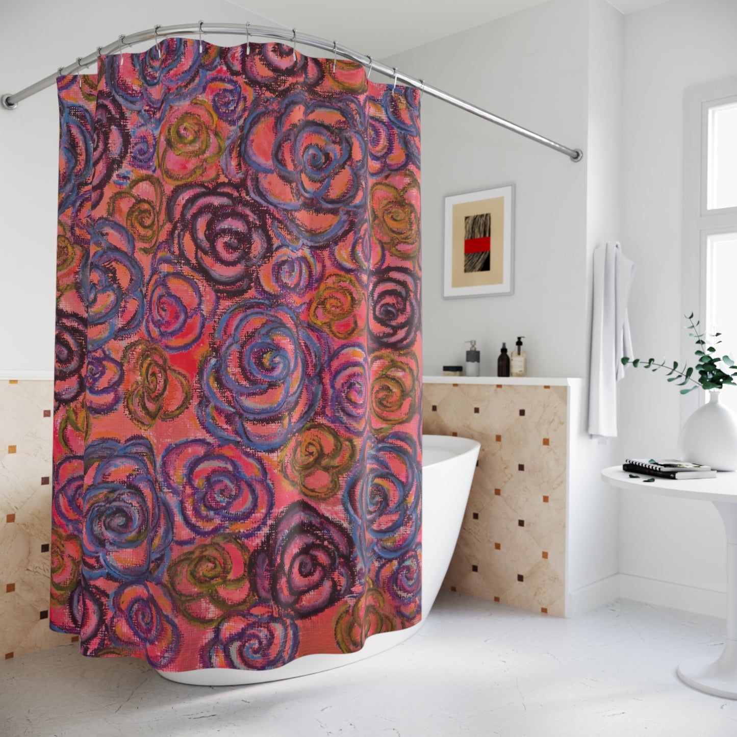 Art Shower Curtain - Electric Pink Roses