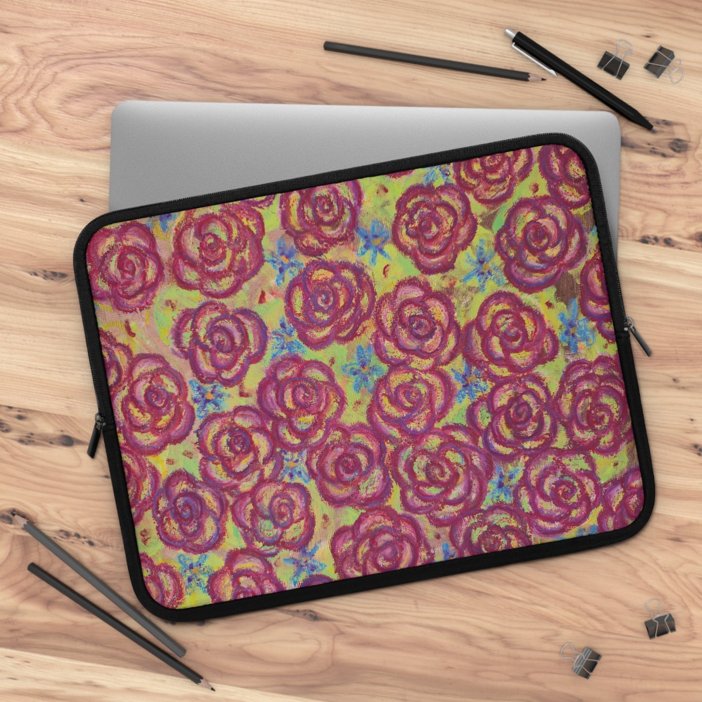 Art Laptop/Tablet Sleeve - Magenta Roses