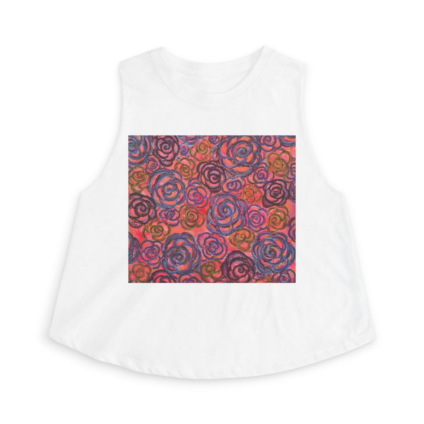 Art Women's Crop Top - Electric Pink Roses